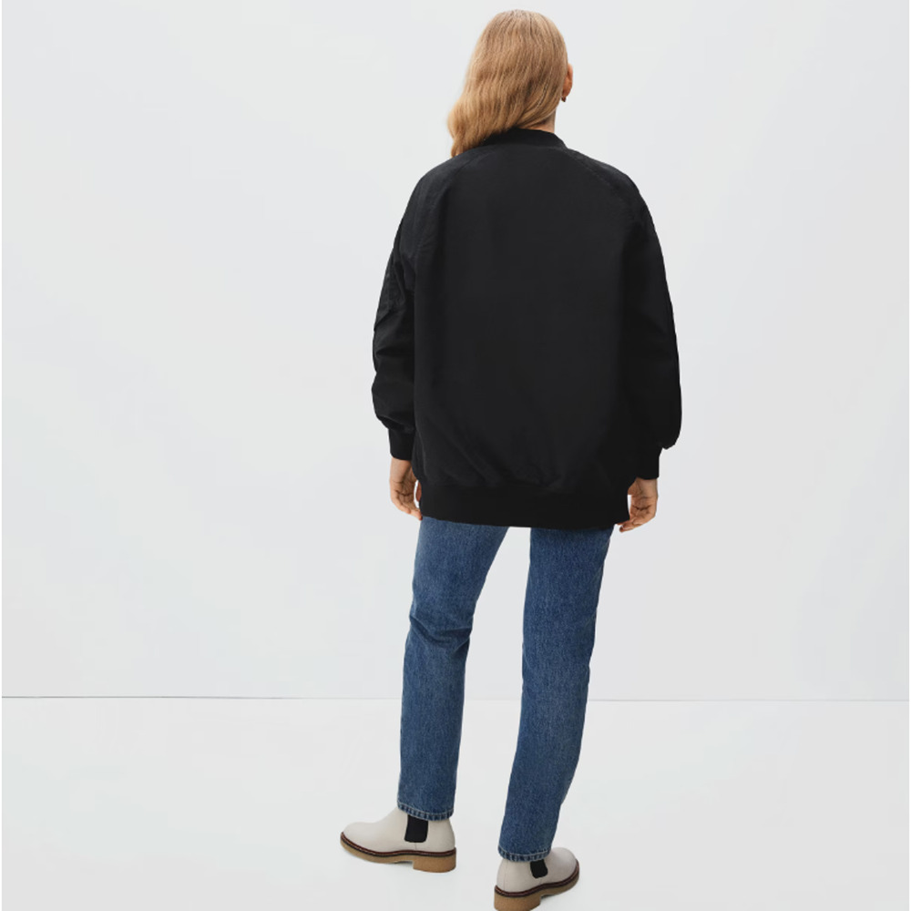 Everlane Womens Cotton Bomber Jacket Small Black NWT - Picture 4 of 10
